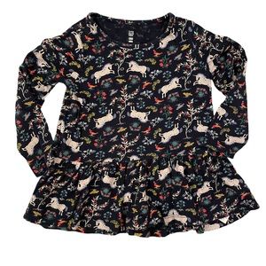 Gap girls unicorn patterned tunic,Navy/White/Red, sz 4 years.